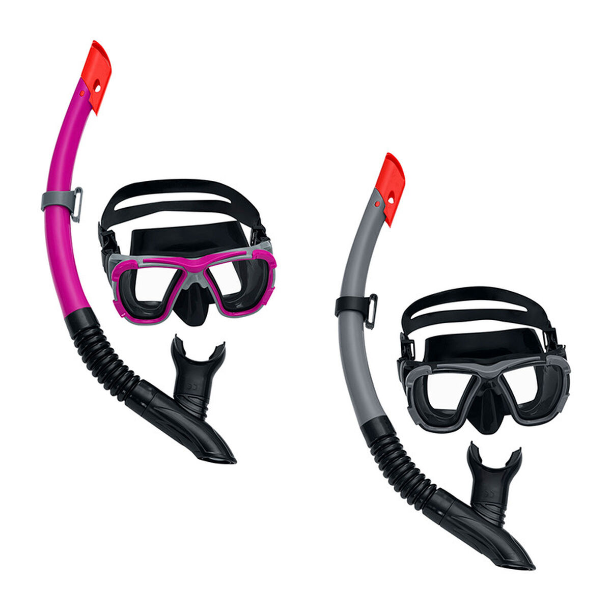 Snorkel Goggles and Tube Bestway Grey Pink Adult (1 Unit) Snorkel Goggles and Tube Bestway Grey Pink Adult (1 Unit)