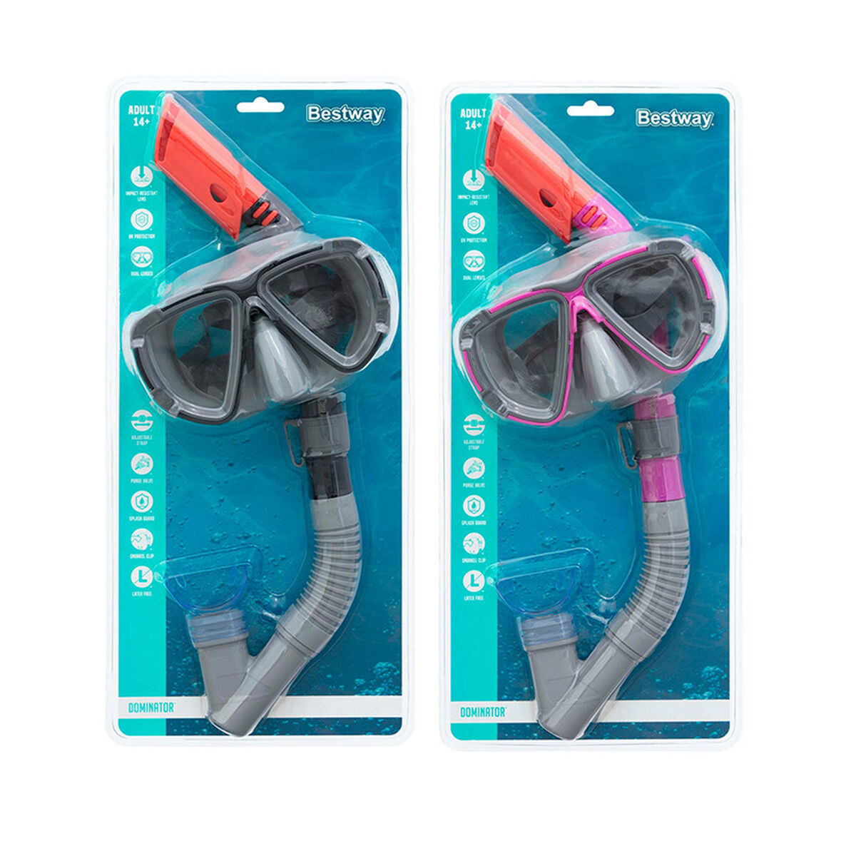 Snorkel Goggles and Tube Bestway Black Pink Adult (1 Unit)