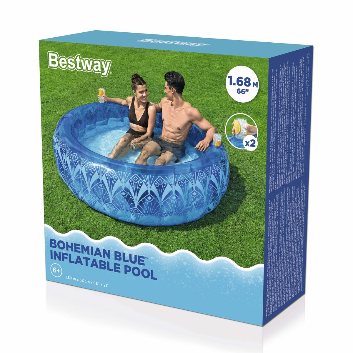 Bestway Inflatable Pool Extra Strong Blue Bohemian 168×53 cm +6 Years Garden 54479