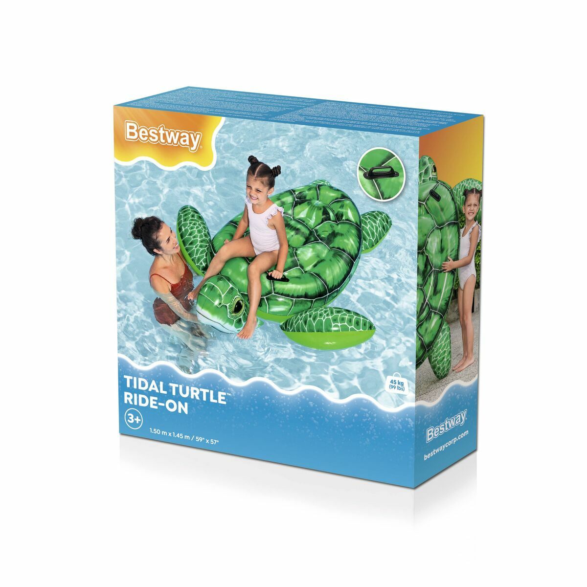 Bestway Inflatable Turtle with Handles 150×145 cm +3 Years Beach & Pool 41524