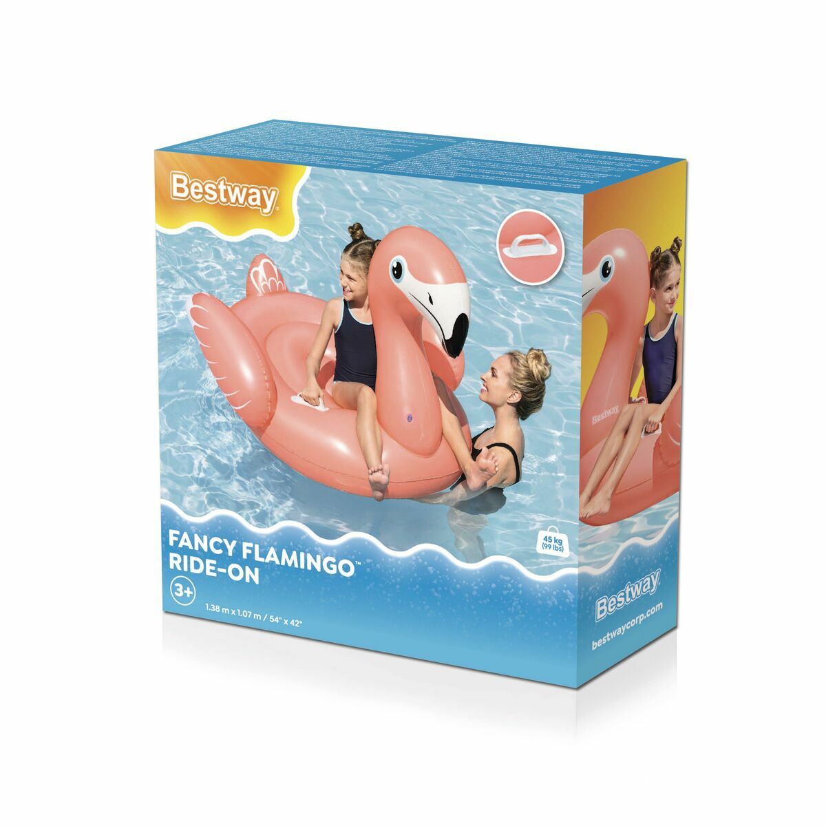 Bestway Inflatable Flamingo with Handles 138×107 cm +3 Years Beach & Pool 41525