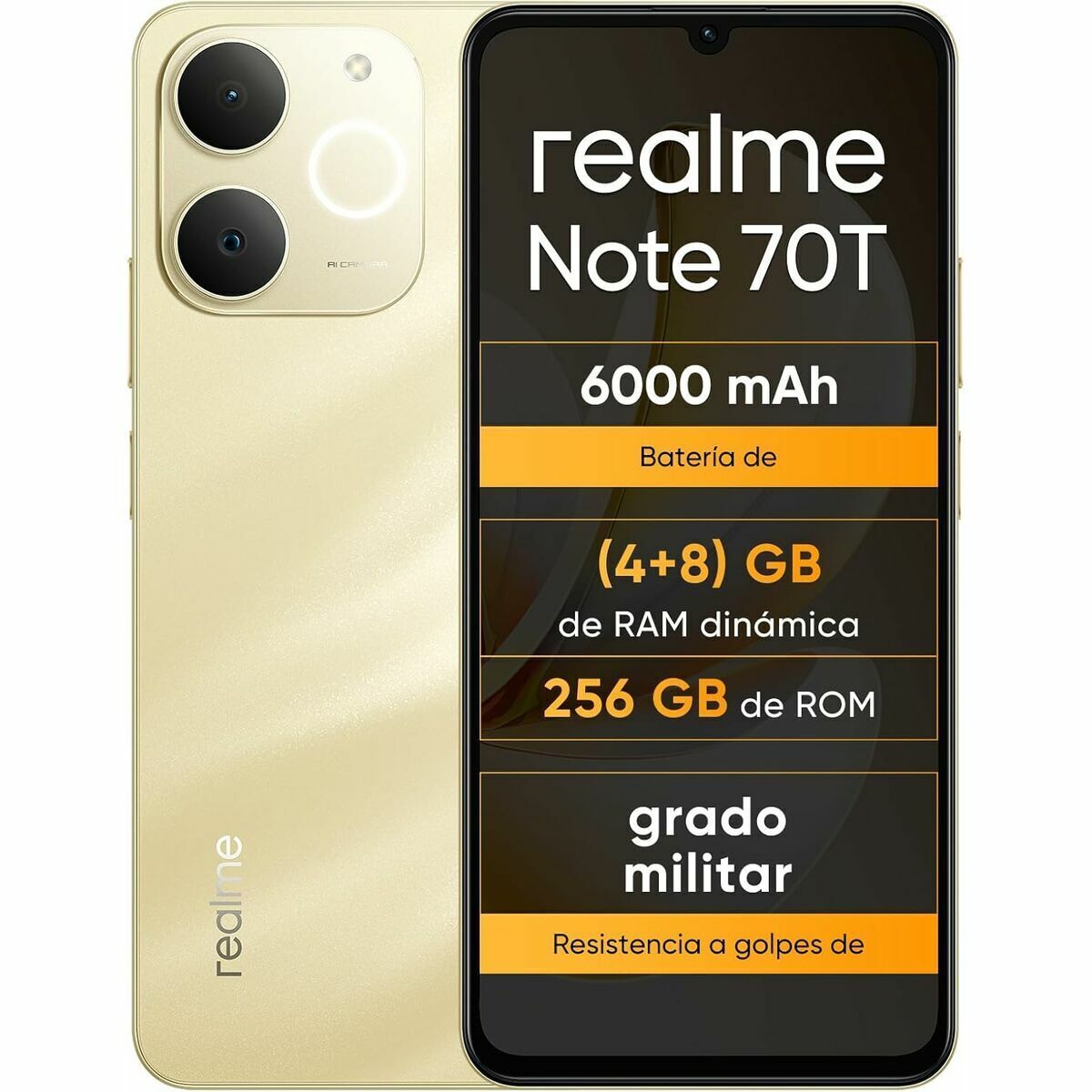 Smartphone Realme NOTE 70T 4 GB RAM 256 GB 6,74″ Unisoc Golden Smartphone Realme NOTE 70T 4 GB RAM 256 GB 6,74″ Unisoc Golden