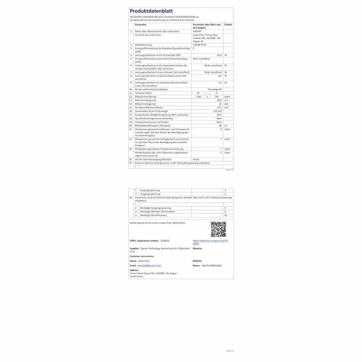 Smart TV Xiaomi A 32 2025 HD 32″ LED HDR