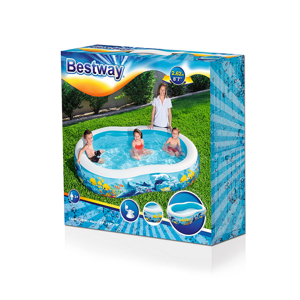 Inflatable Paddling Pool for Children Bestway Multicolour 262 x 157 x 46 cm