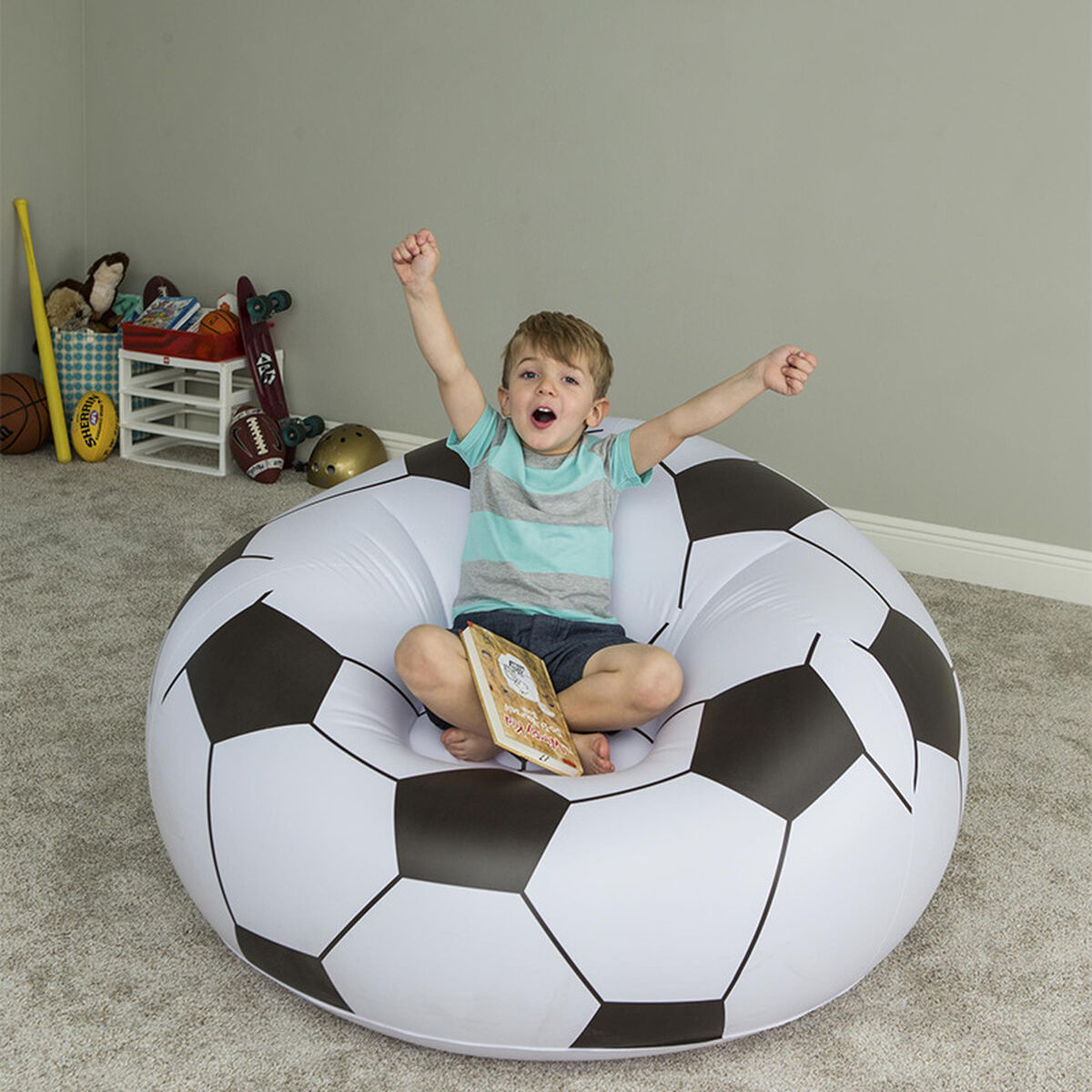 Inflatable Armchair Bestway Multicolour 114 x 112 x 71 cm 112 x 114 x 66 cm Football