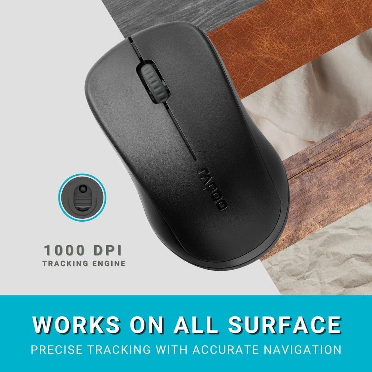 Mouse Rapoo 00142012 1000 dpi Black