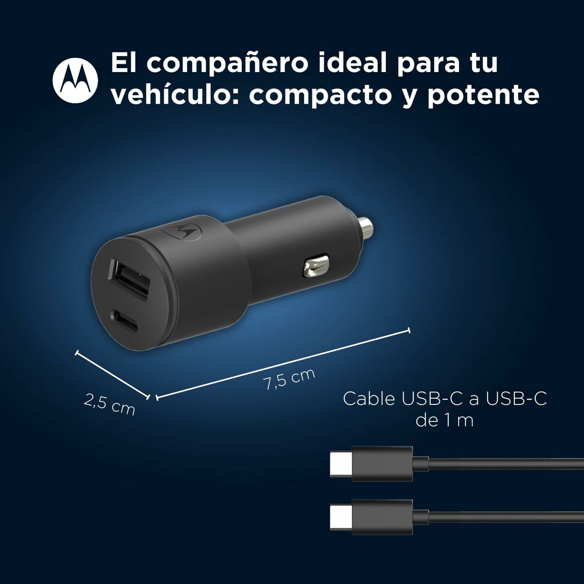Universal USB Car Charger + USB-C Cable Motorola SJV102-EU 1,5 m