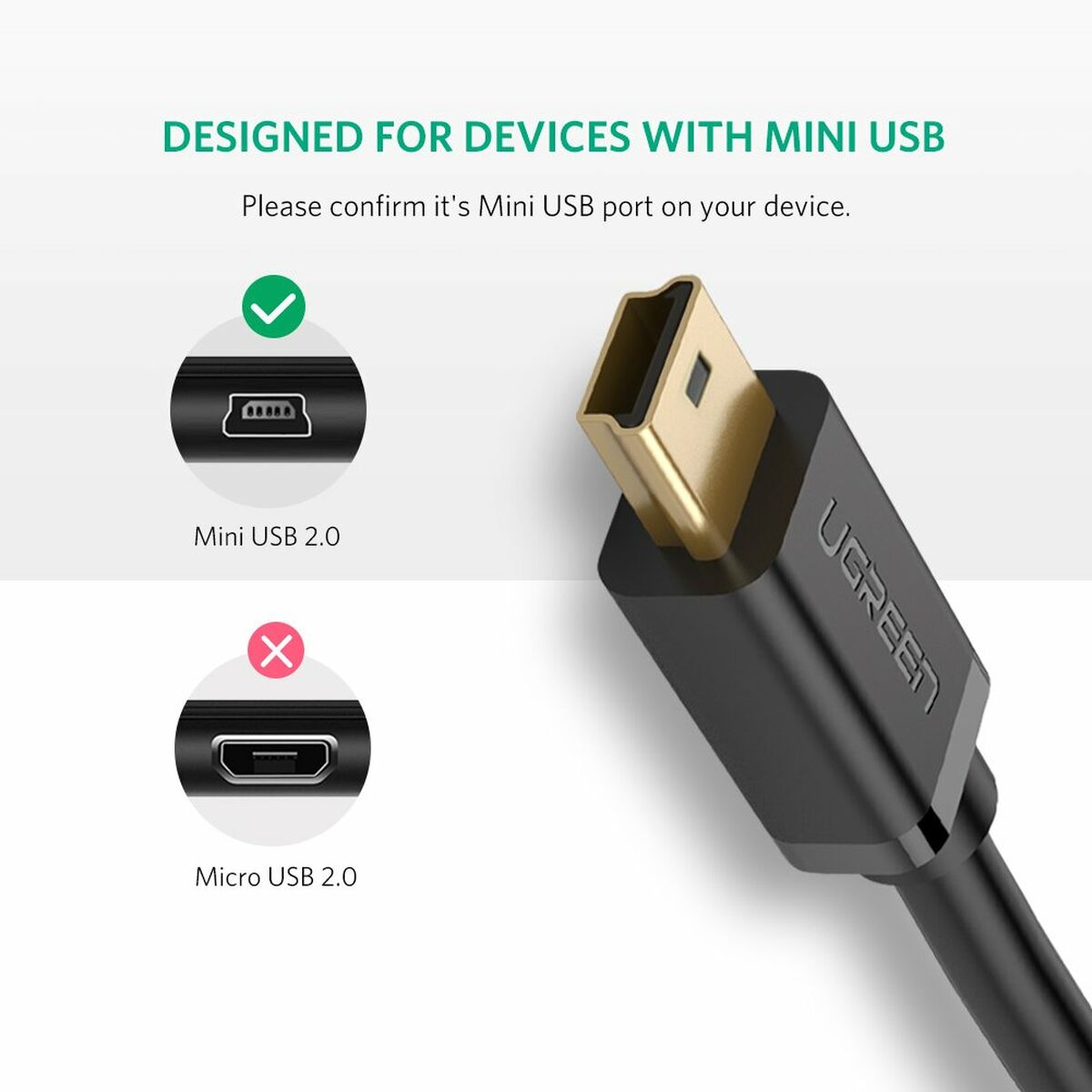USB to Mini USB Cable Ugreen 10385 Black