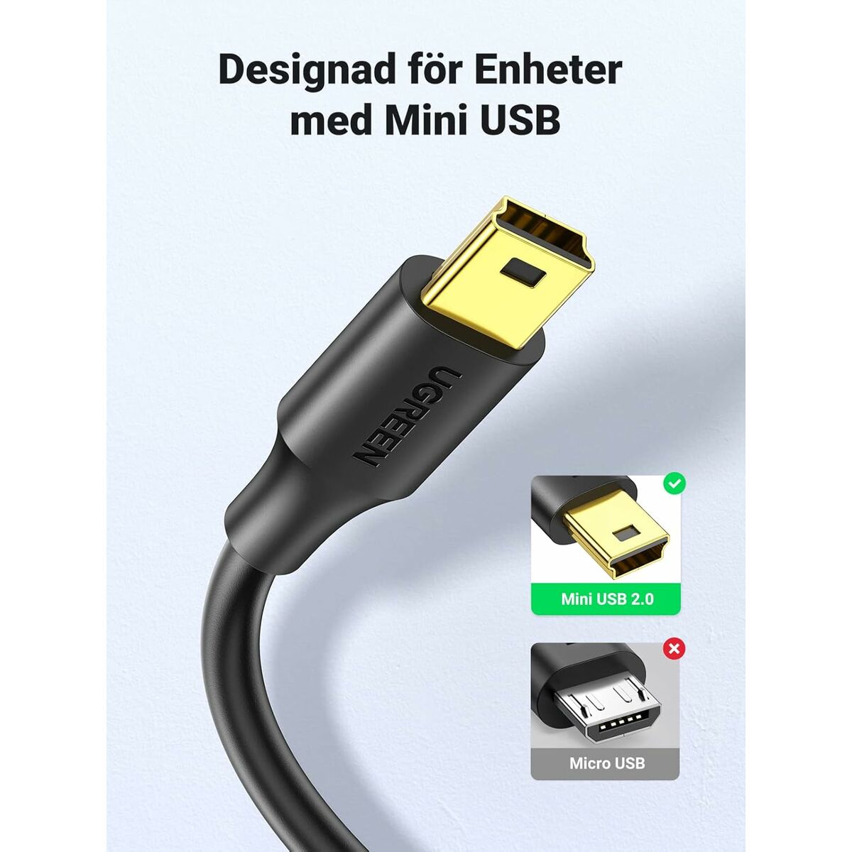 USB 2.0 A to Mini USB B Cable Ugreen 10386 Black 3 m