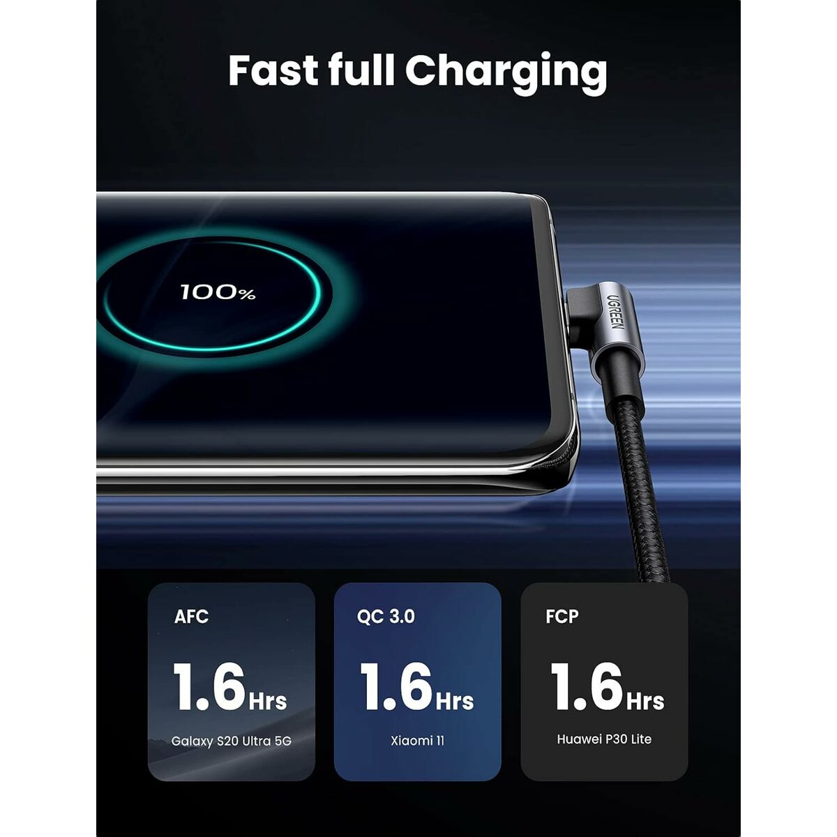 USB A to USB-C Cable Ugreen 50942 Black 2 m