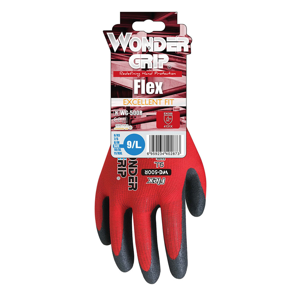 Work Gloves Wonder Grip Red Nitrile