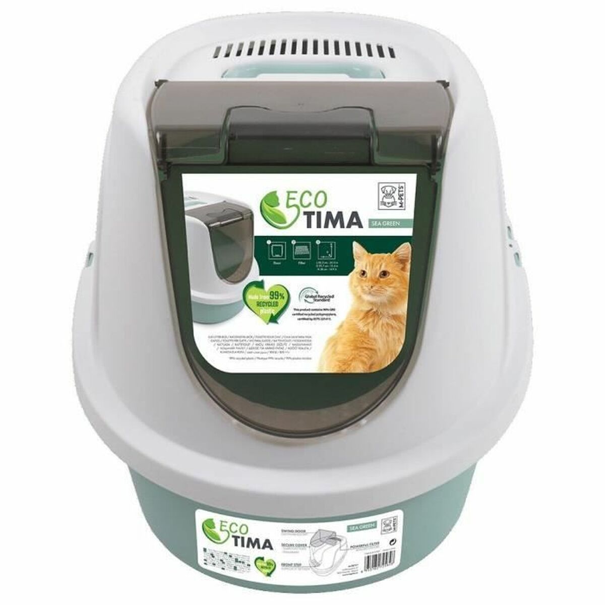 Cat Litter Box MPETS Green Recycled plastic