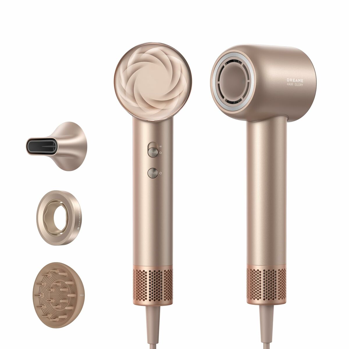 Dreame Hair Dryer Glory Mix 1600W Ionic, 3 Magnetic Nozzles, Gold