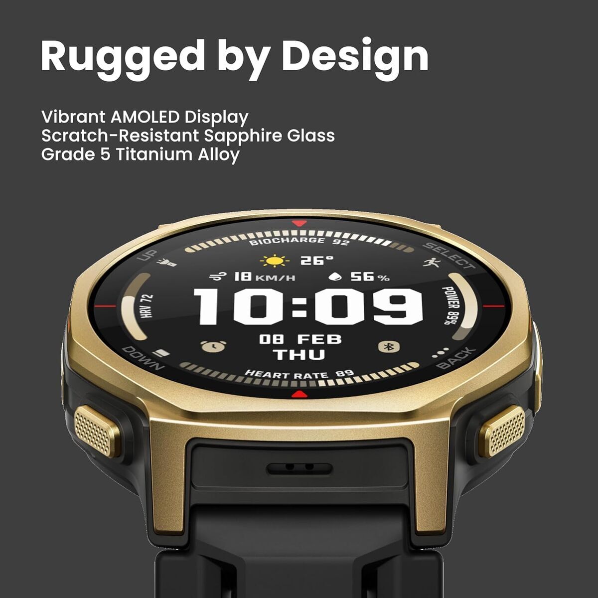Smartwatch Amazfit W2548GL1N Black Golden  44 mm