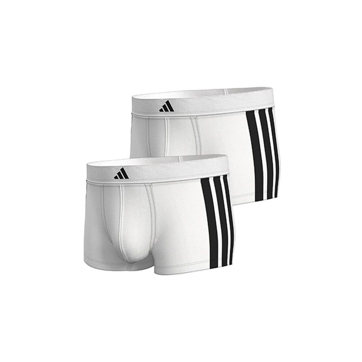 Men’s Boxer Shorts Adidas Trunk Low Rise 3 Stripes White 2 Pieces