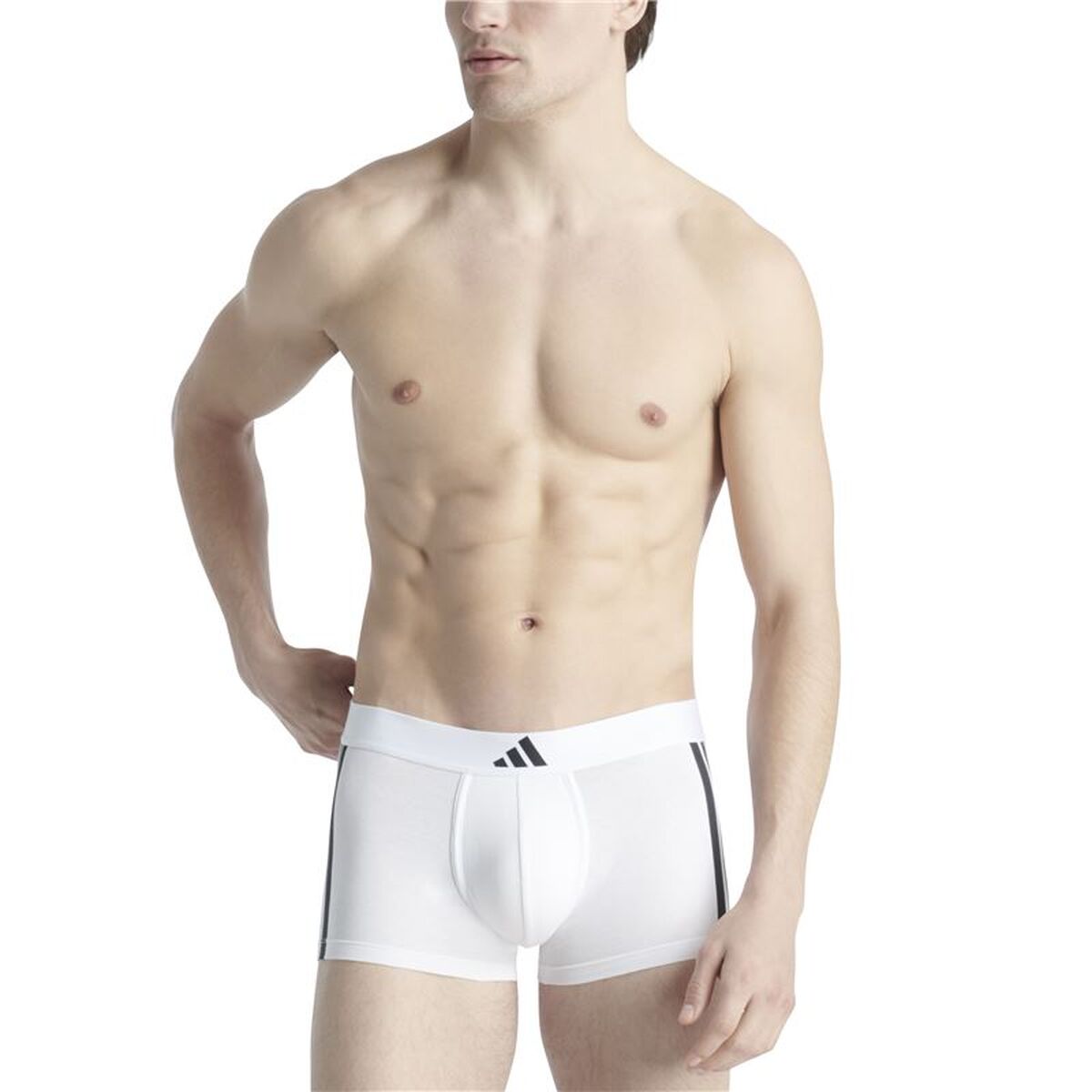 Men’s Boxer Shorts Adidas Trunk Low Rise 3 Stripes White 2 Pieces