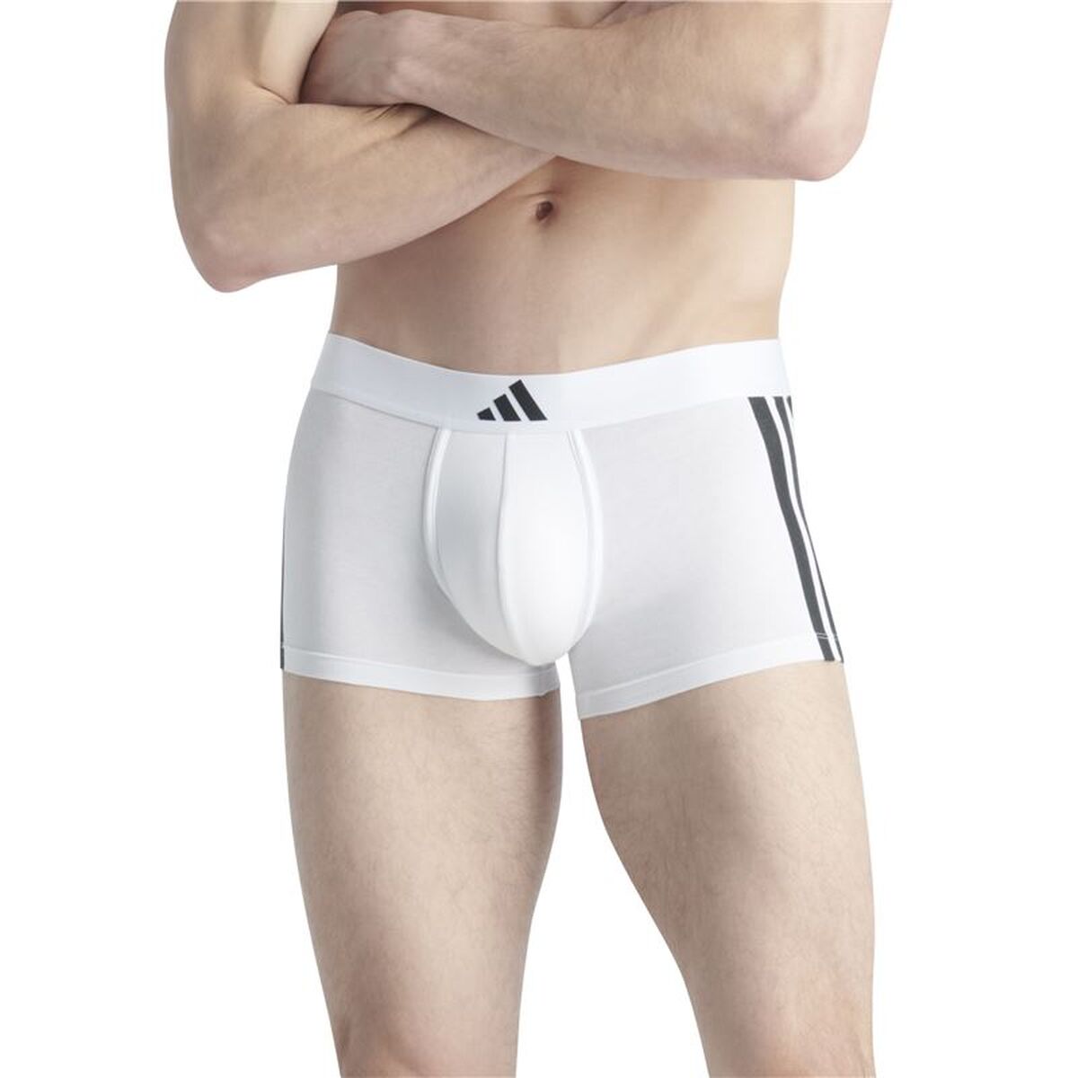 Men’s Boxer Shorts Adidas Trunk Low Rise 3 Stripes White 2 Pieces