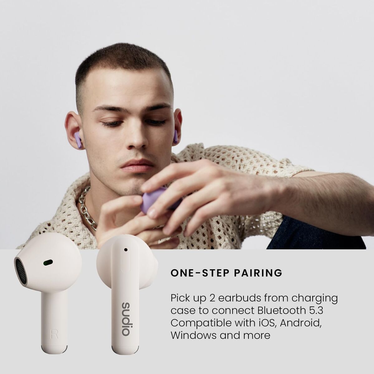 In-ear Bluetooth Headphones Sudio A1 True Wireless White