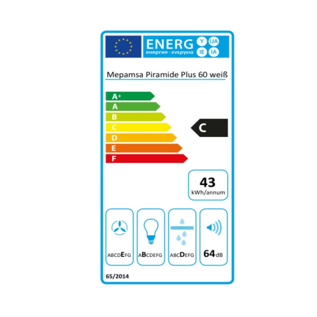 Conventional Hood Mepamsa Piramide Plus 60 cm 290 m/h 65W C