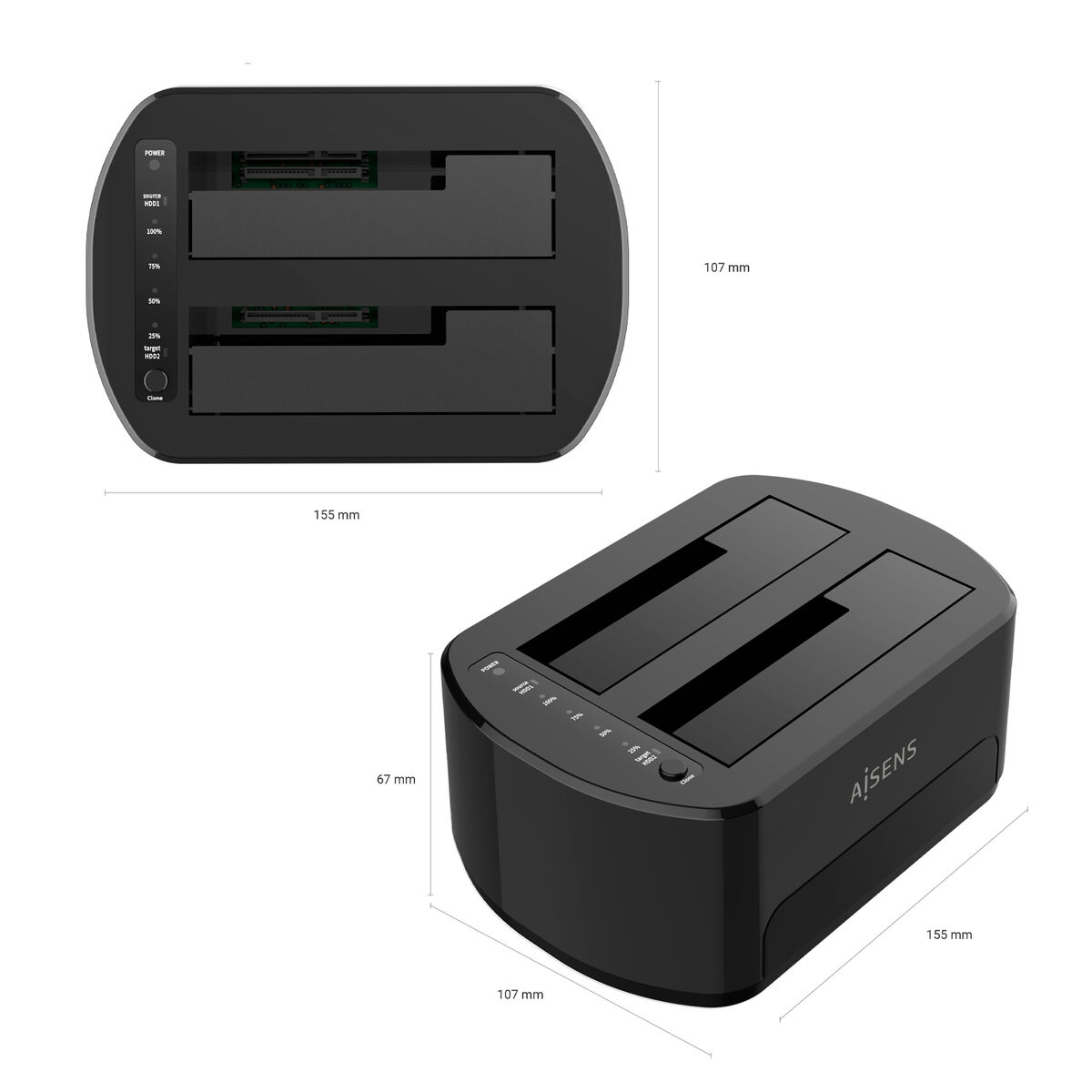Charging base Aisens ASDS-D03B Black