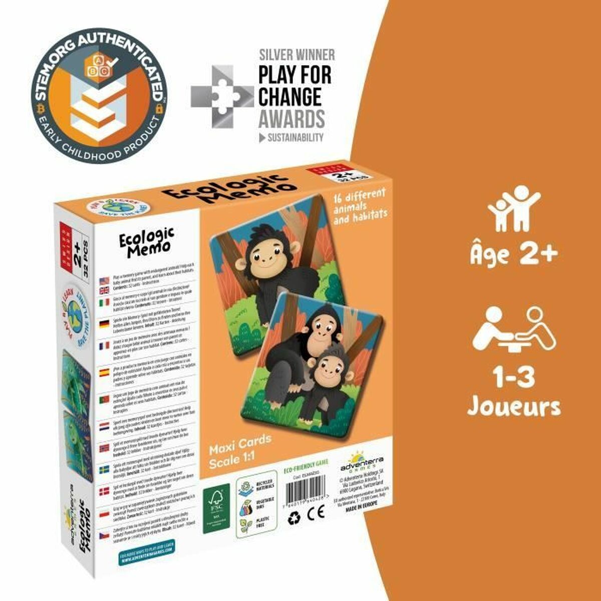 Educational Game Adventerra Memo Ecolgico Animales en Peligro