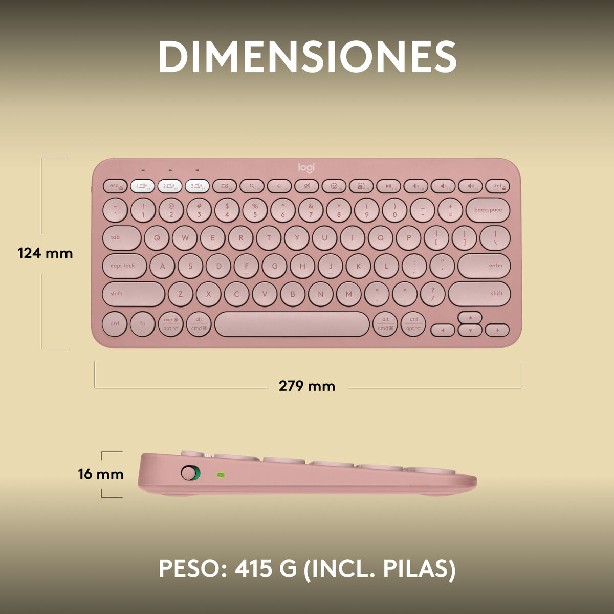 Wireless Keyboard Logitech K380s Pink Spanish Qwerty
