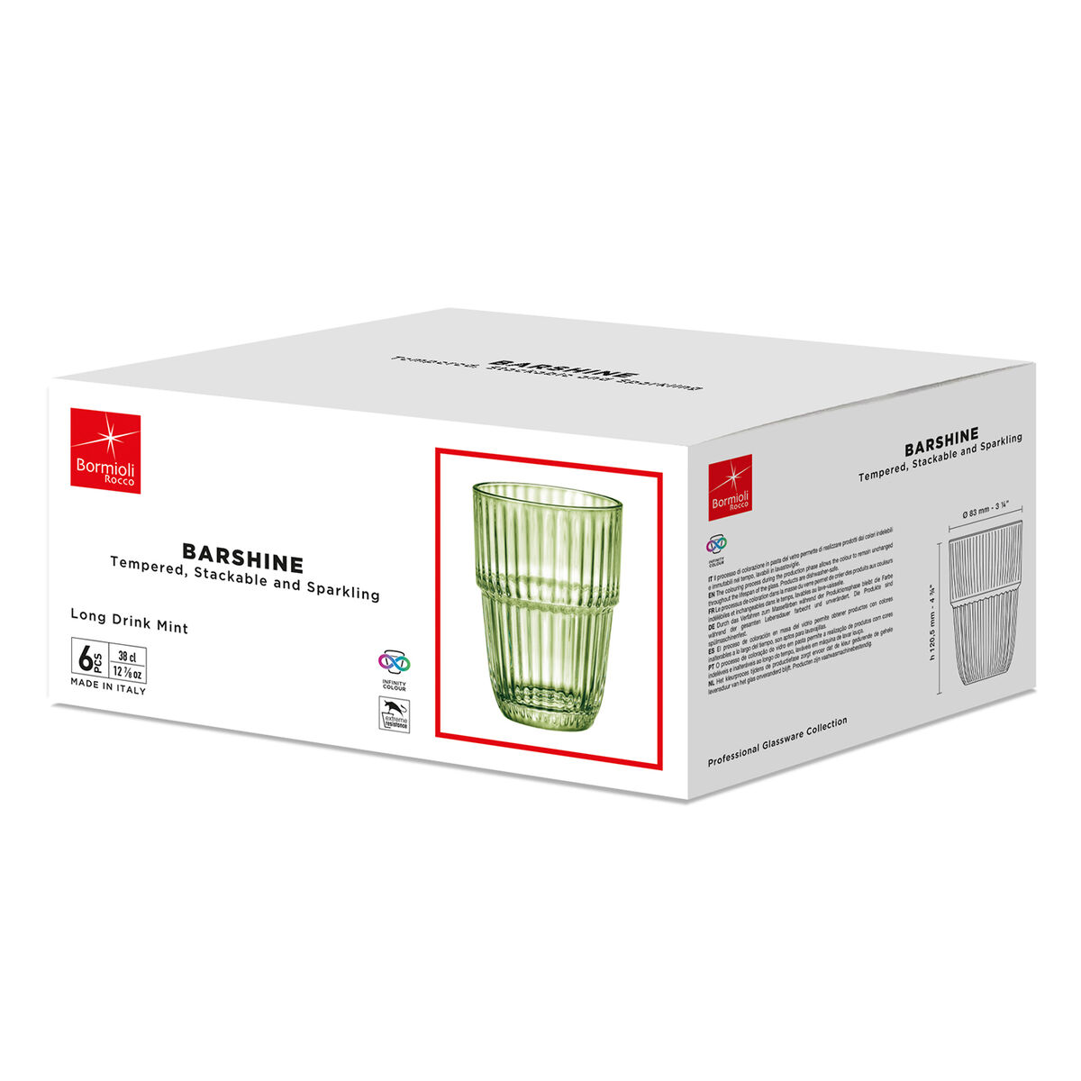 Glass for water Bormioli Rocco Barshine Green Glass 380 ml (6 Units)