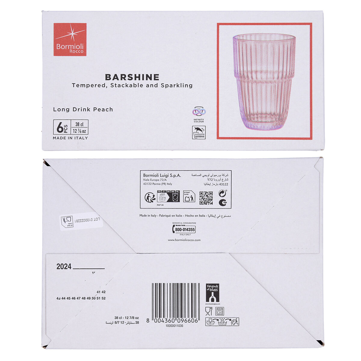 Glass for water Bormioli Rocco Barshine Orange Glass 380 ml (6 Units)