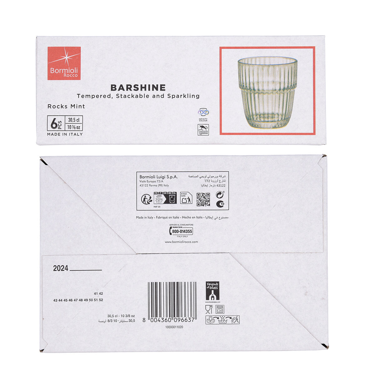 Glass for water Bormioli Rocco Barshine Green Glass 300 ml (6 Units)