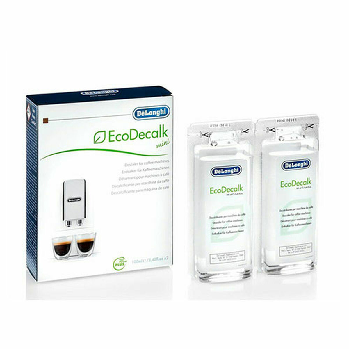 Decalcifier DeLonghi EcoDecalk 2x100ml 2 x 100 ml Limescale Remover for Coffee-maker