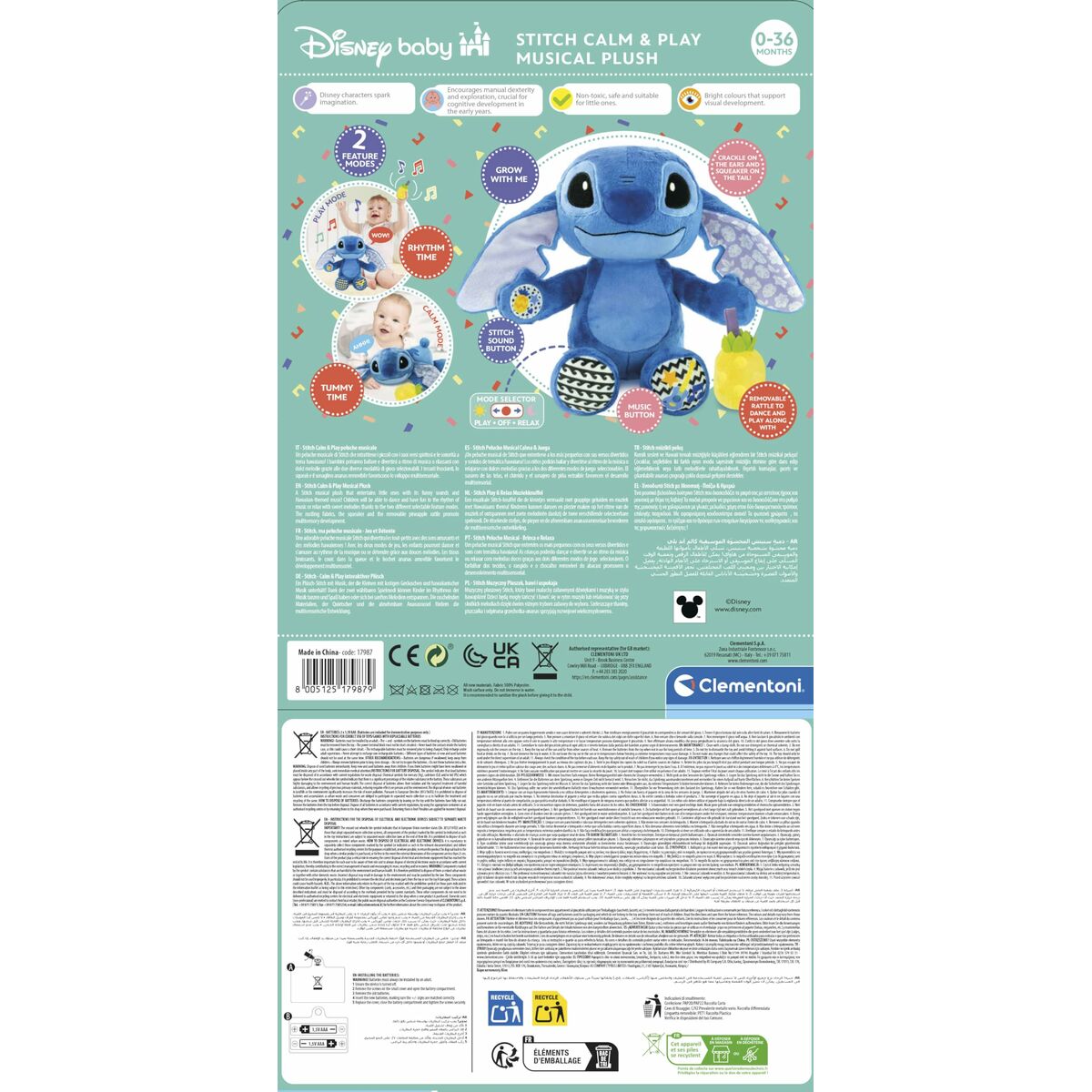 Soft toy with sounds Stitch Multicolour (Multicolour)