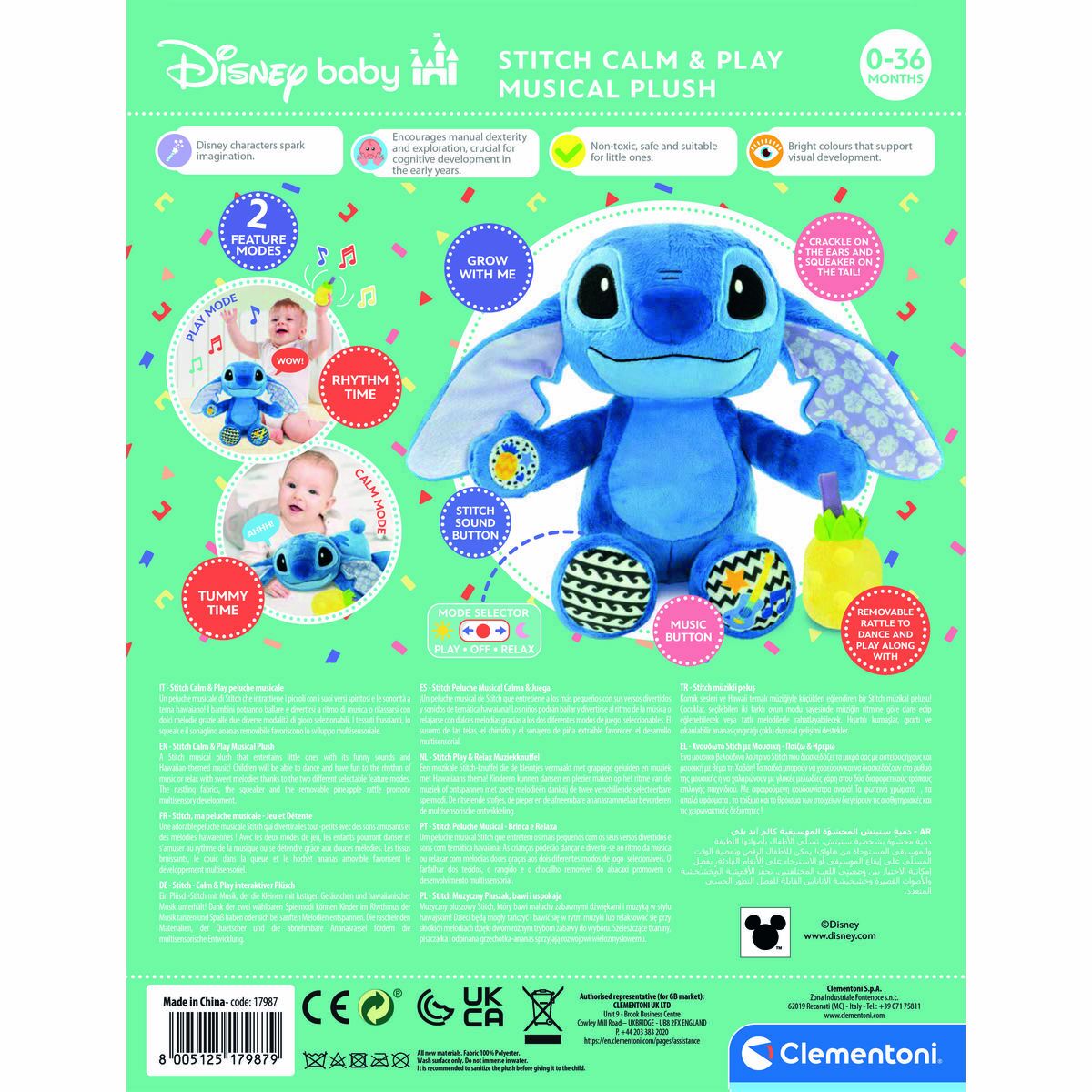 Soft toy with sounds Stitch Multicolour (Multicolour)