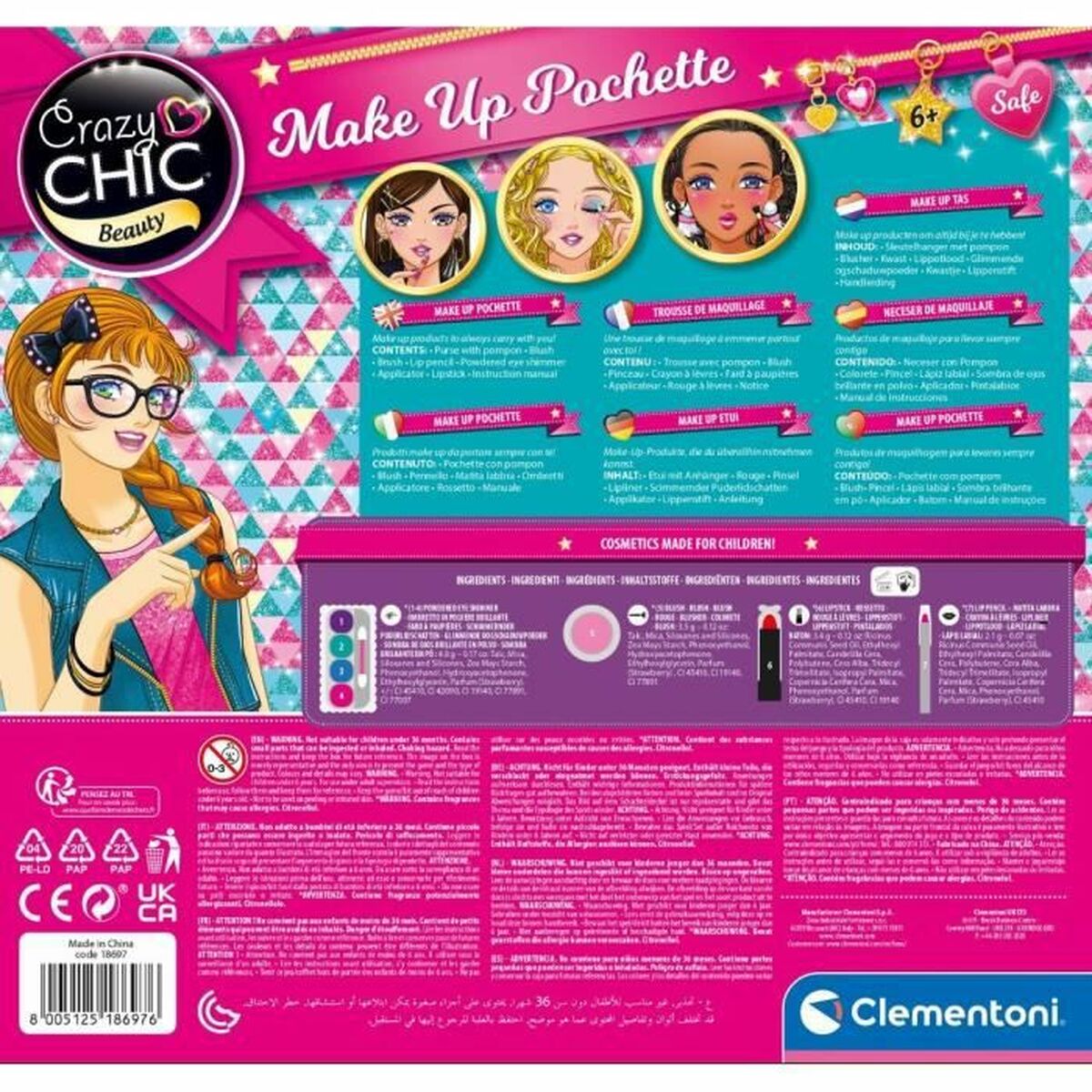 Children’s Make-up Set Clementoni Crazy Chic Multicolour