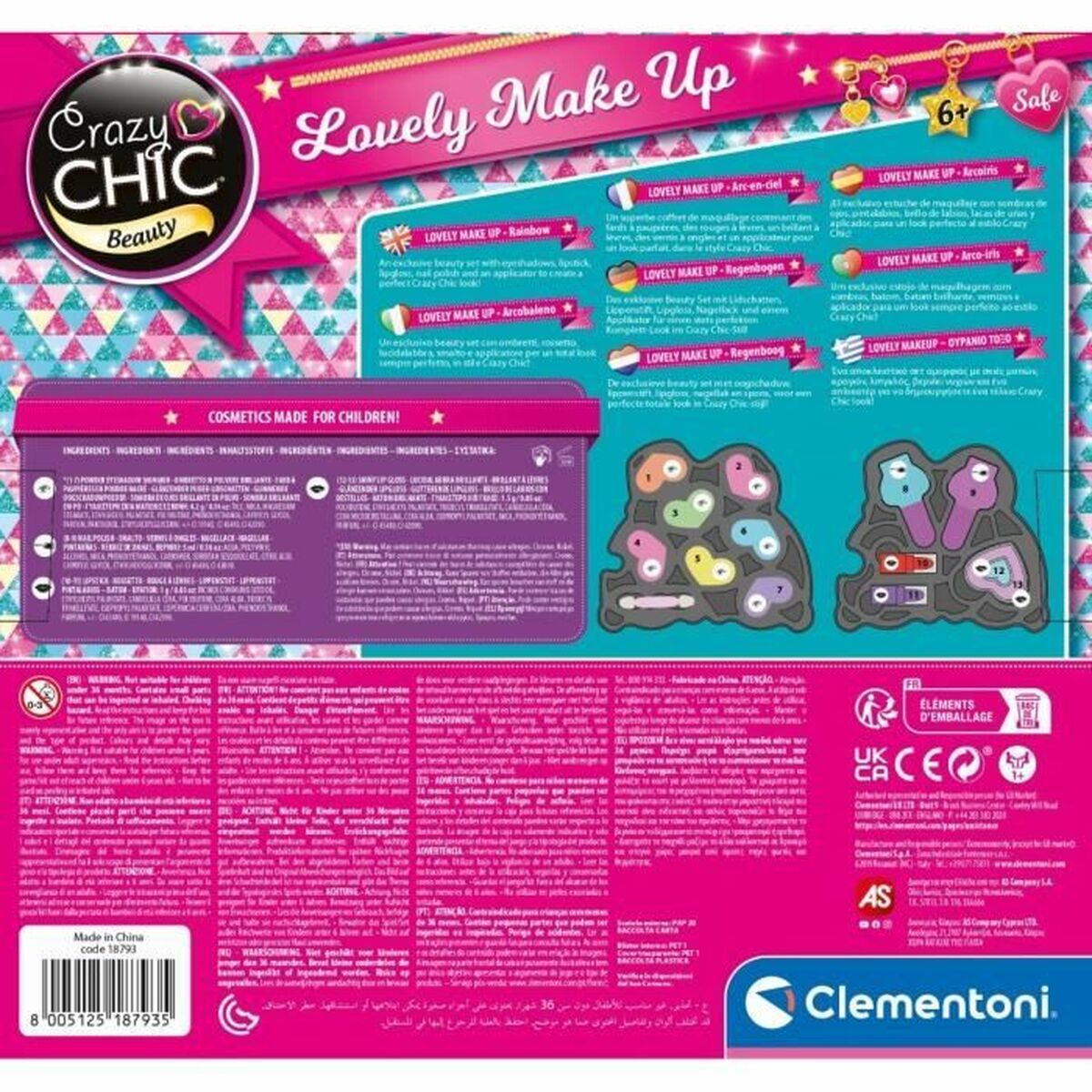 Children’s Make-up Set Clementoni Crazy Chic Beauty Lovely Make up Multicolour
