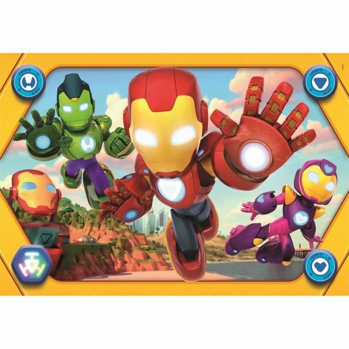 Puzzle Clementoni Maxi – Iron Man and his awesome friends 62 x 42 cm 104 Pieces