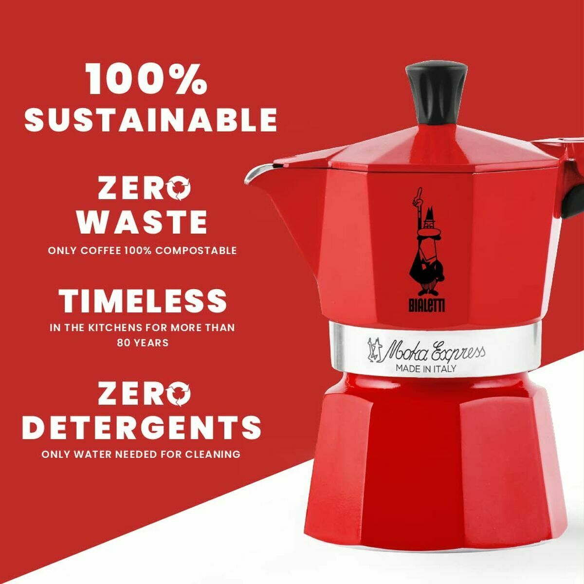 Italian Coffee Pot Bialetti 0004943/NP Red 6 Cups