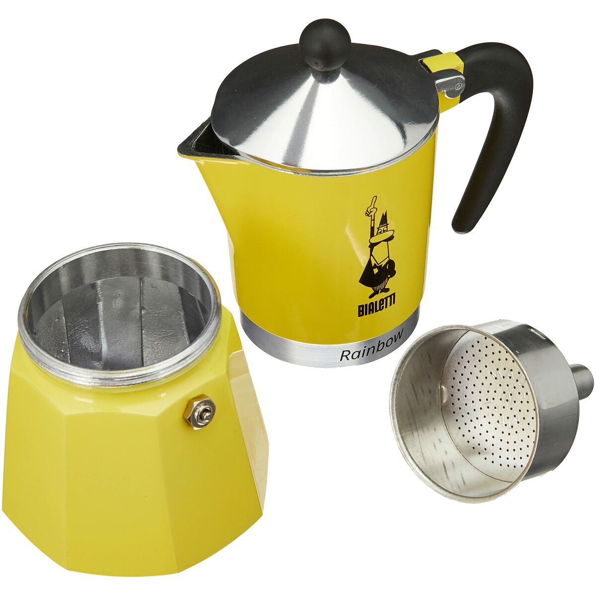 Italian Coffee Pot Bialetti Rainbow Yellow Aluminium 300 ml