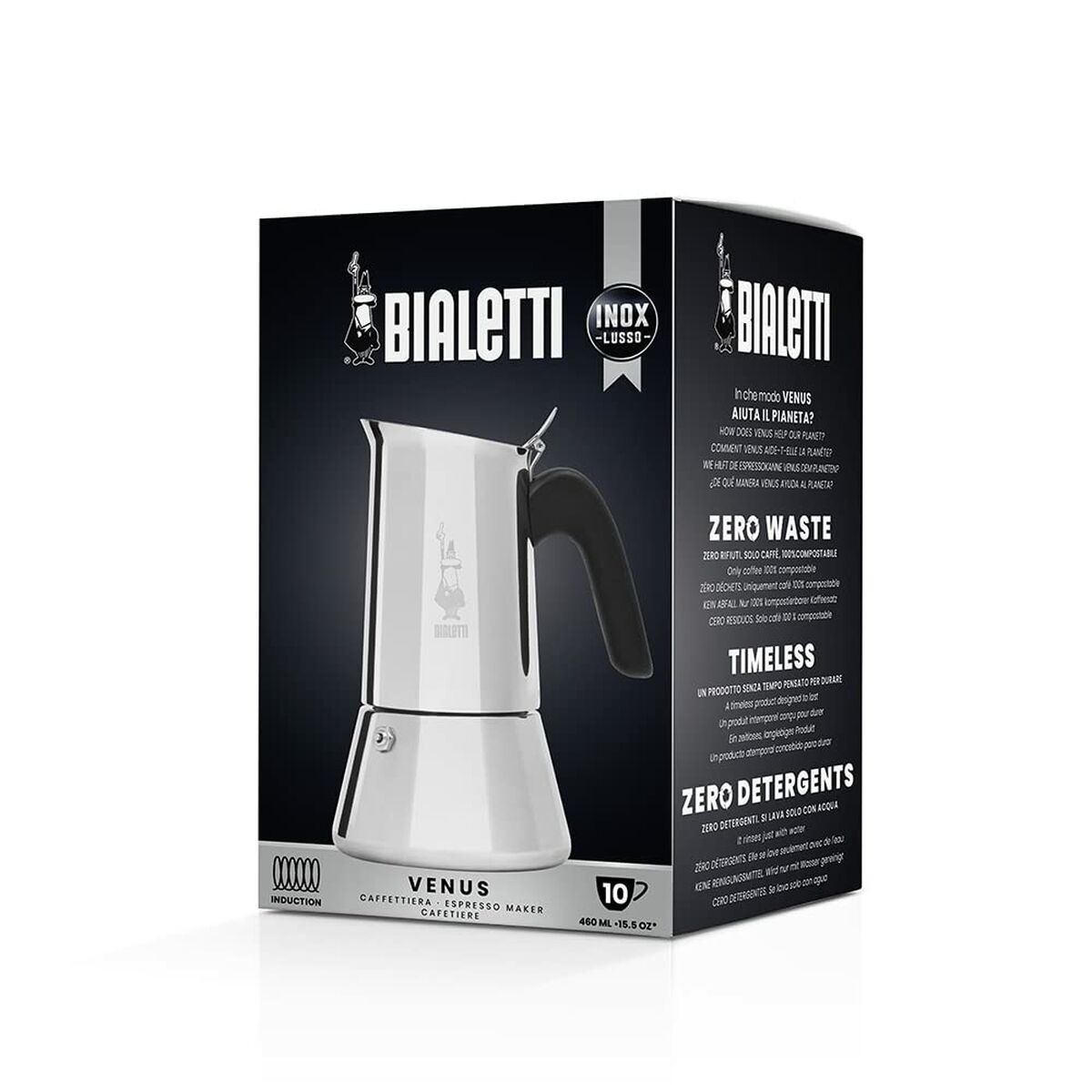 Italian Coffee Pot Bialetti NEW VENUS Silver Metal Stainless steel