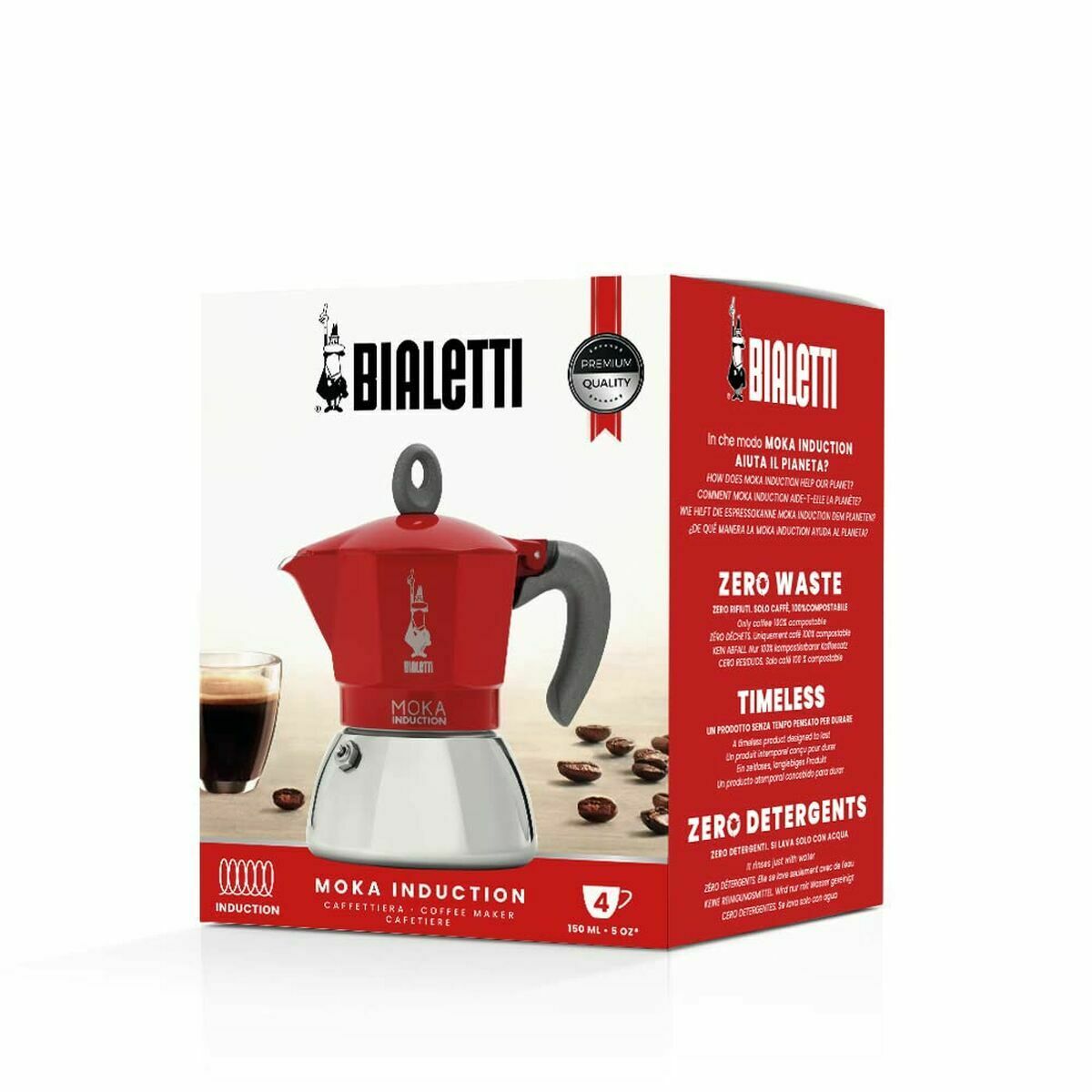 Italian Coffee Pot Bialetti 0006944/NP Red Metal Aluminium 150 ml