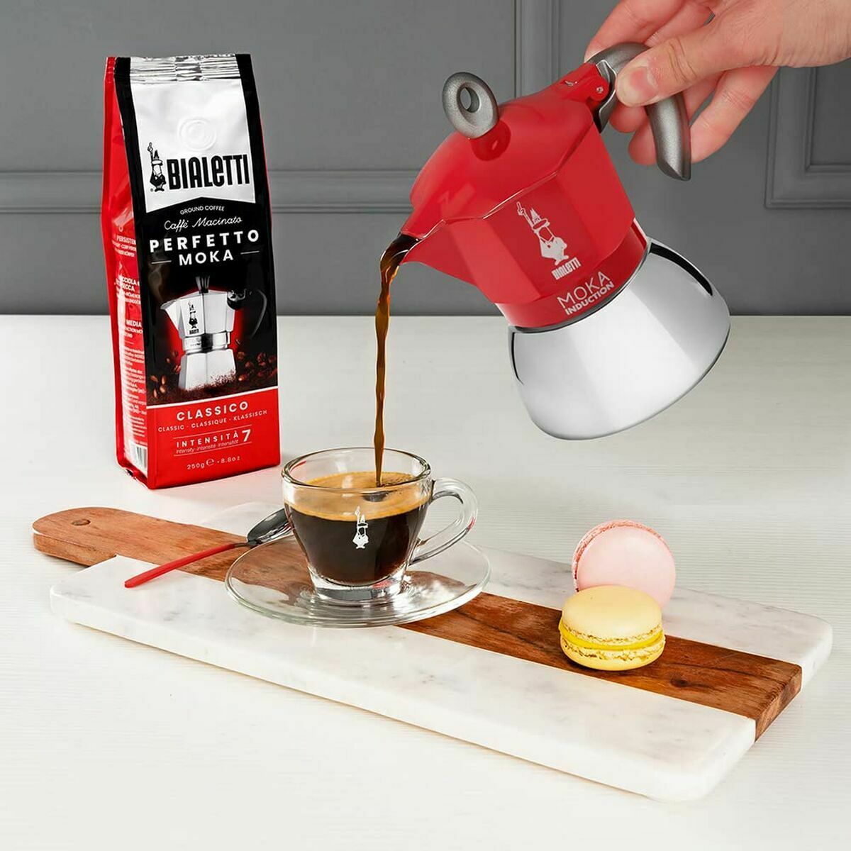 Italian Coffee Pot Bialetti Moka Induction Black Stainless steel Aluminium 200 ml 4 Cups