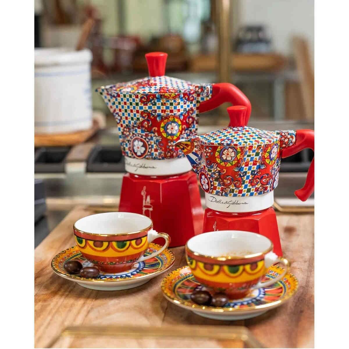 Italian Coffee Pot Bialetti MOKA D&G Aluminium Bakelite 3 Cups