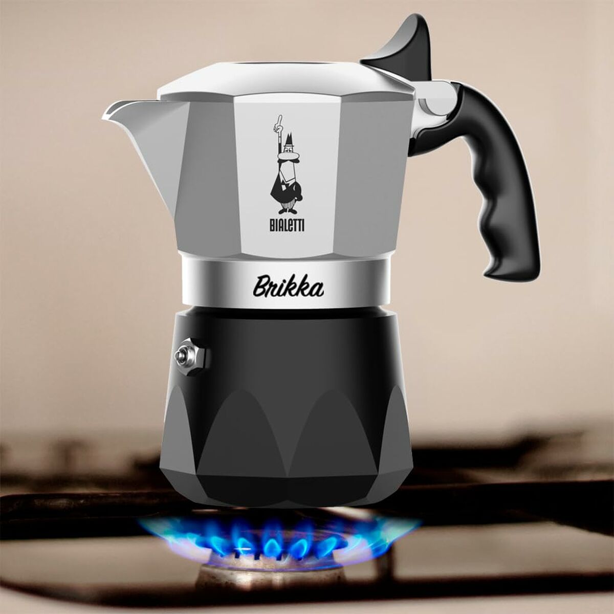 Italian Coffee Pot Bialetti BRIKKA Black Aluminium 2 Cups