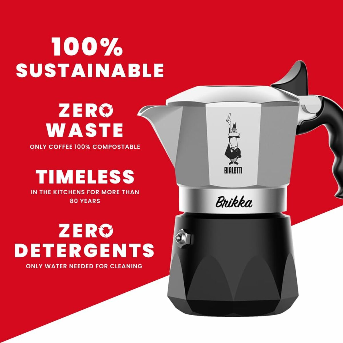 Italian Coffee Pot Bialetti Black Aluminium Thermoplastic 4 Cups