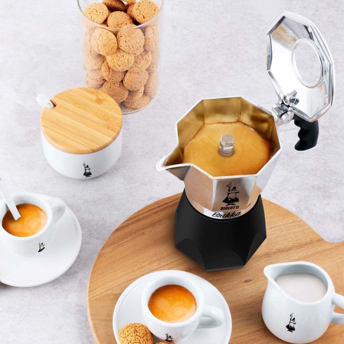 Italian Coffee Pot Bialetti Black Aluminium Thermoplastic 4 Cups