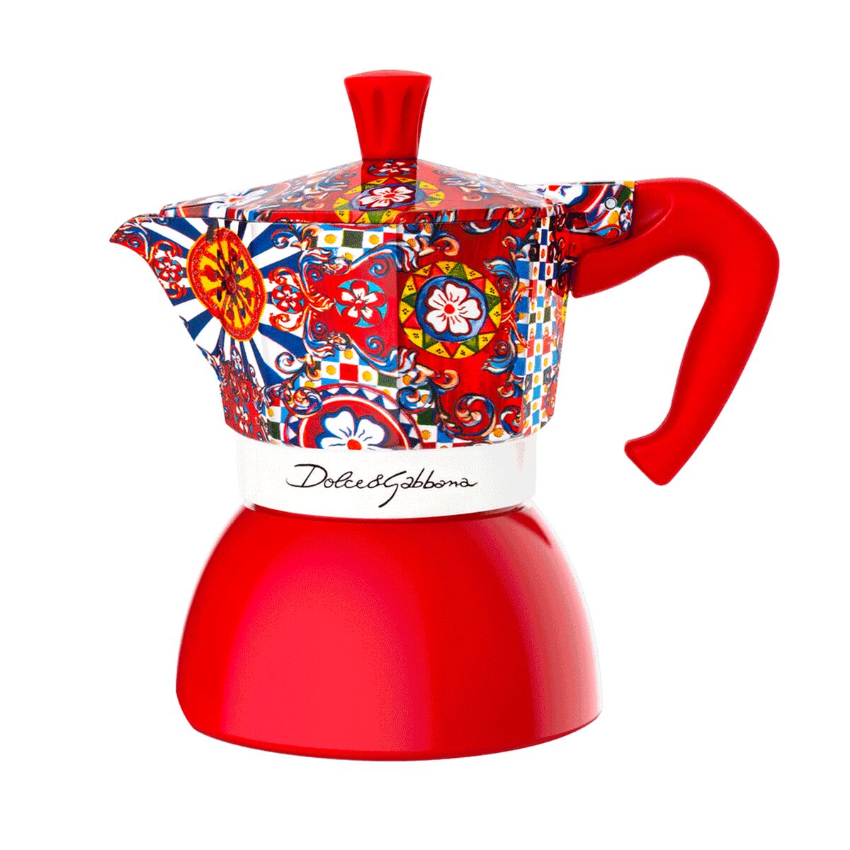 Italian Coffee Pot Bialetti D&G RED 4T Red Stainless steel 4 Cups Italian Coffee Pot Bialetti D&G RED 4T Red Stainless steel 4 Cups