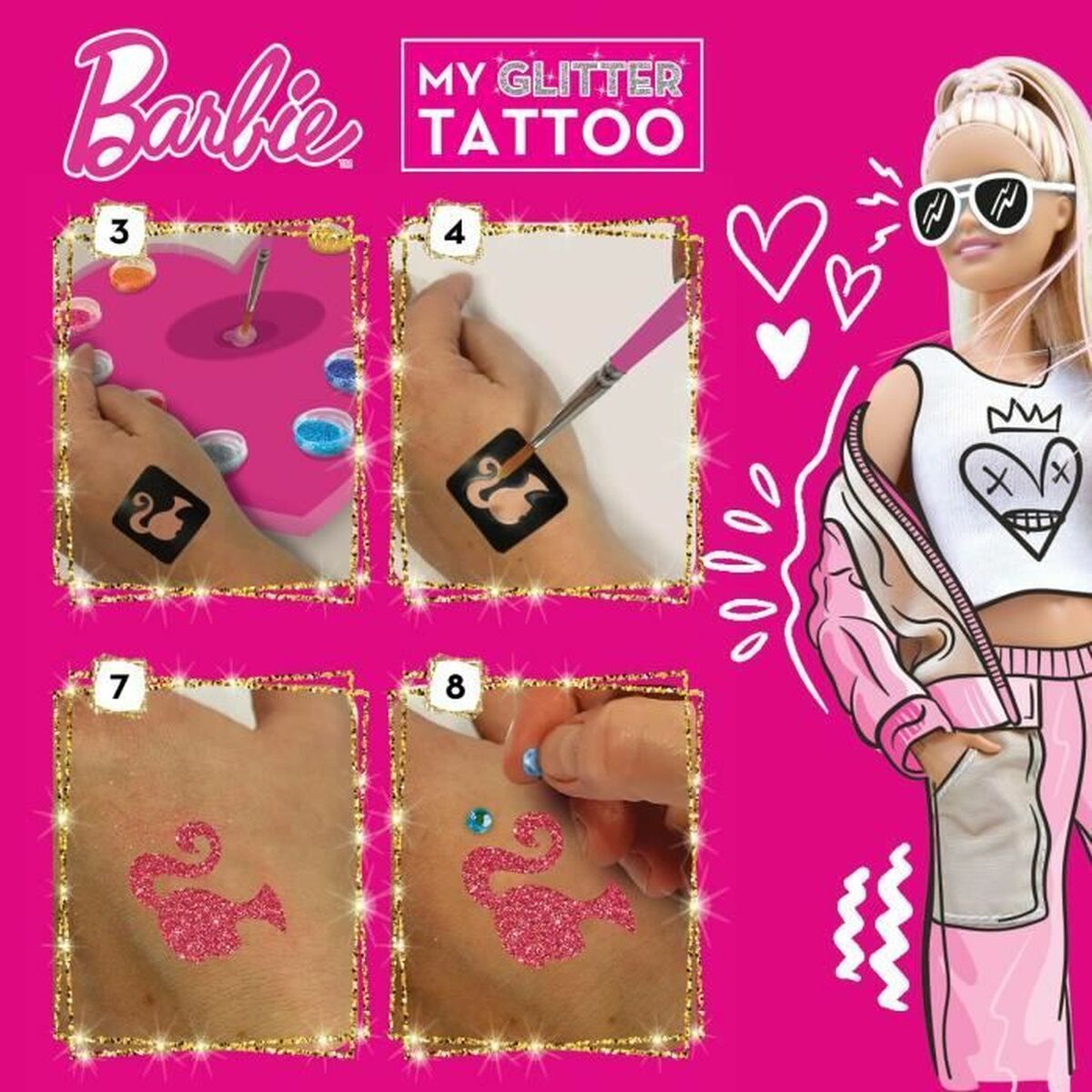 Temporary Tattoos Lisciani Giochi My Glitter Tatoo Glitter 20 Pieces