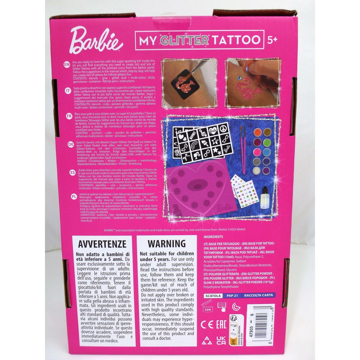 Temporary Tattoos Barbie My Glitter Tattoo Glitter 20 Pieces