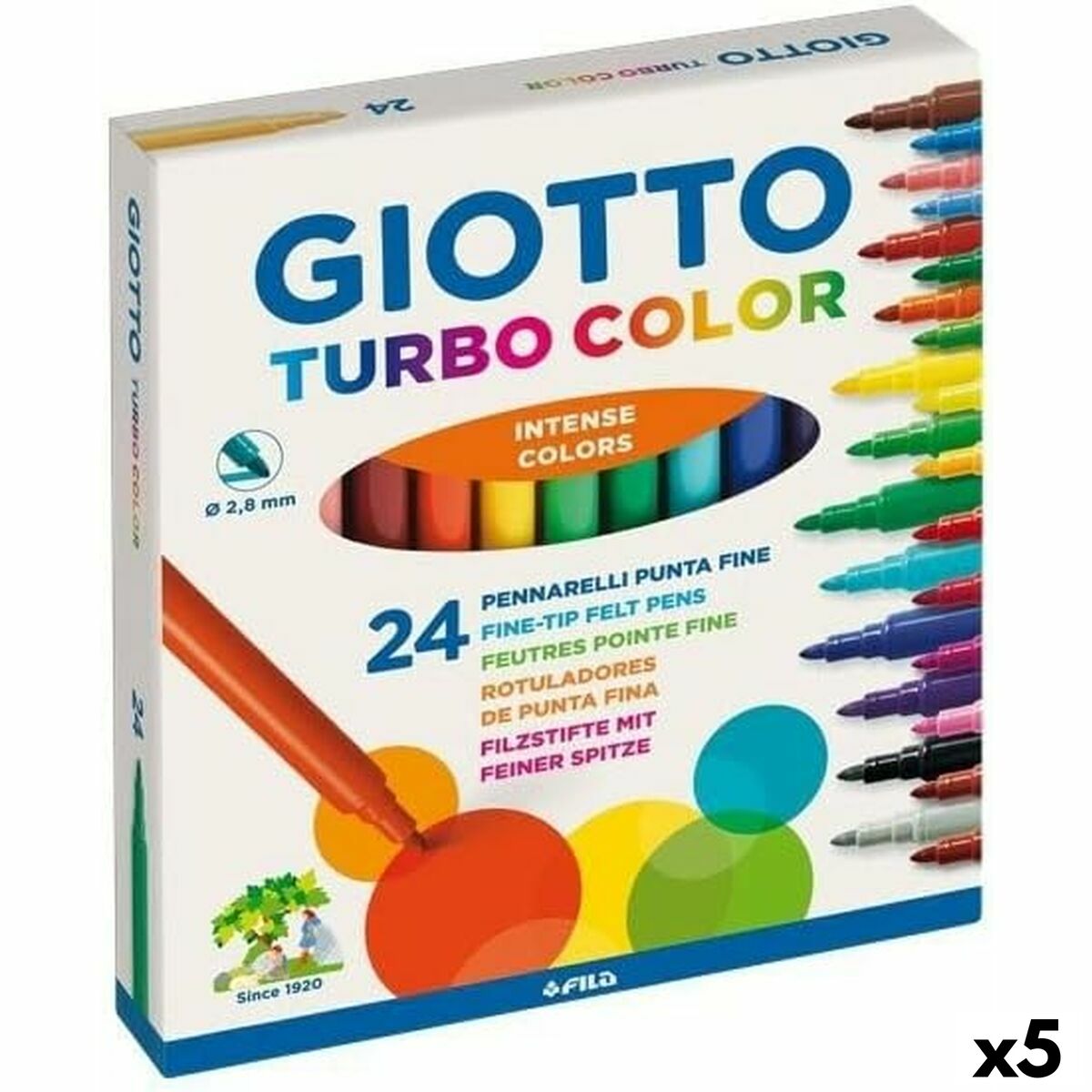 Set of Felt Tip Pens Giotto Turbo Color Multicolour (5 Units) Set of Felt Tip Pens Giotto Turbo Color Multicolour (5 Units)