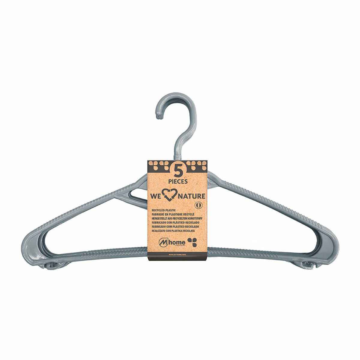 Hangers Mondex We Nature 42 cm Recycled plastic 5 Units Hangers Mondex We Nature 42 cm Recycled plastic 5 Units