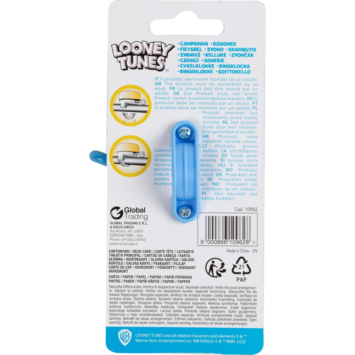 Children’s Bike Bell Looney Tunes CZ10962 Yellow